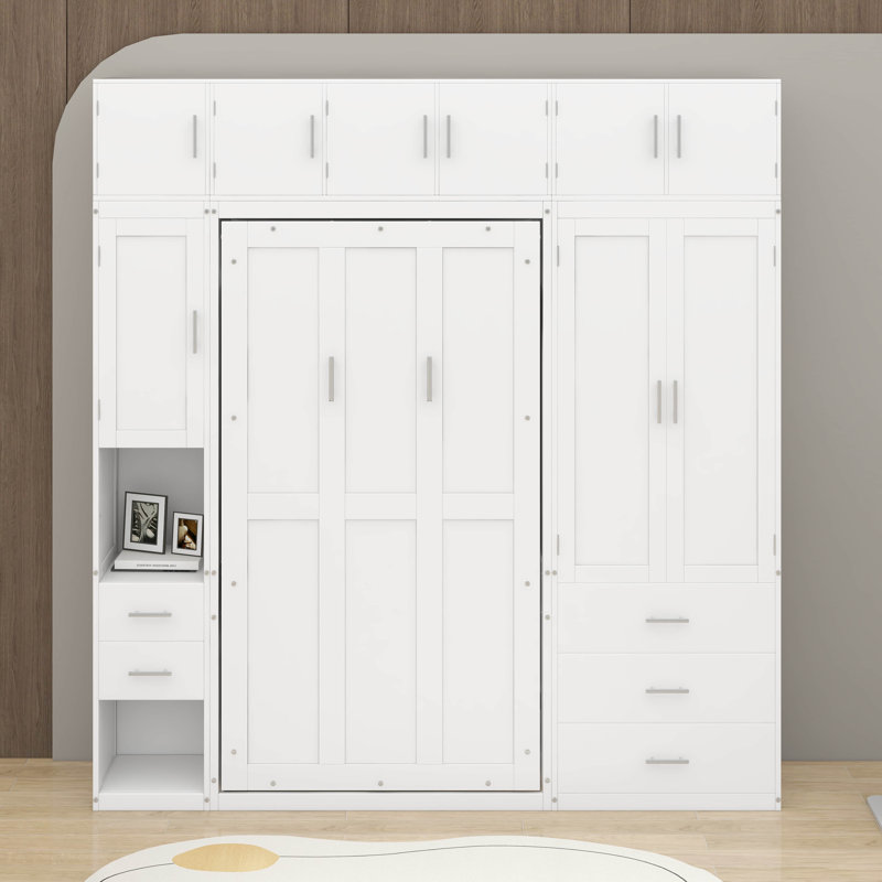 Lit escamotable simple avec casiers et armoires