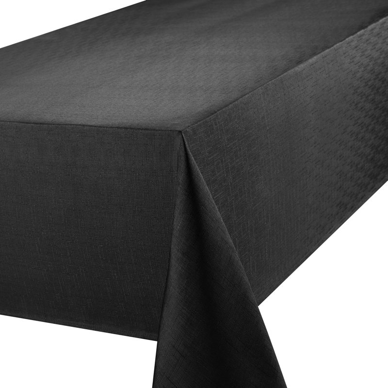 LINEN LOOK Kyleigh Tablecloth, 132cm W x 178cm L, Black