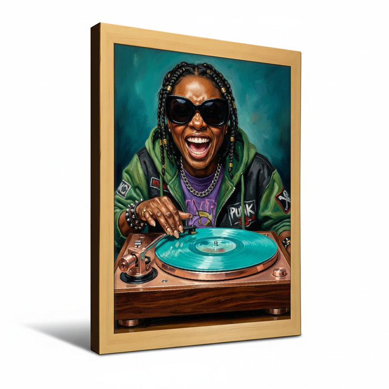 Fashion DJ avec tourne-disque et disque vinyle, Toile tendue, Ne s’applique pas