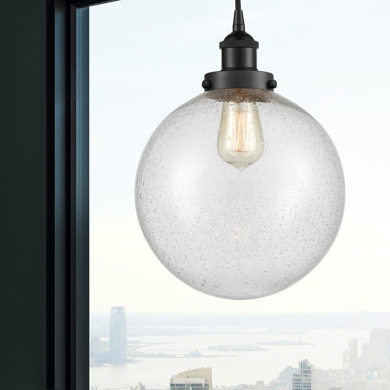 Luminaire suspendu simple à 1 lumière Frederick, Noir mat