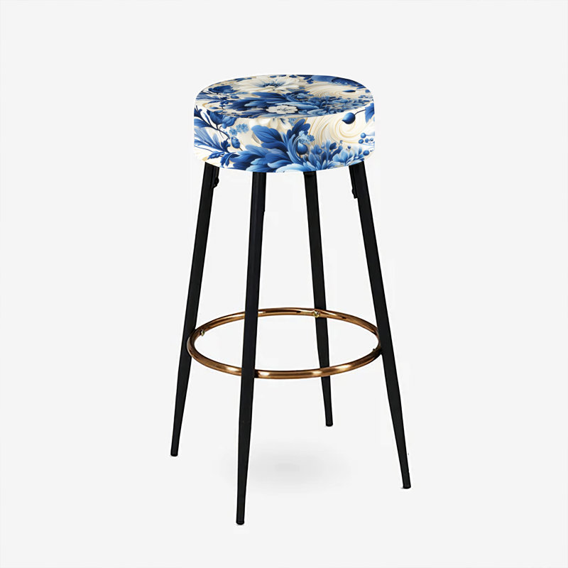 Romantic Cobalt Blue Swirls Victorian Pattern - Floral Bar Stools Set Of 2
