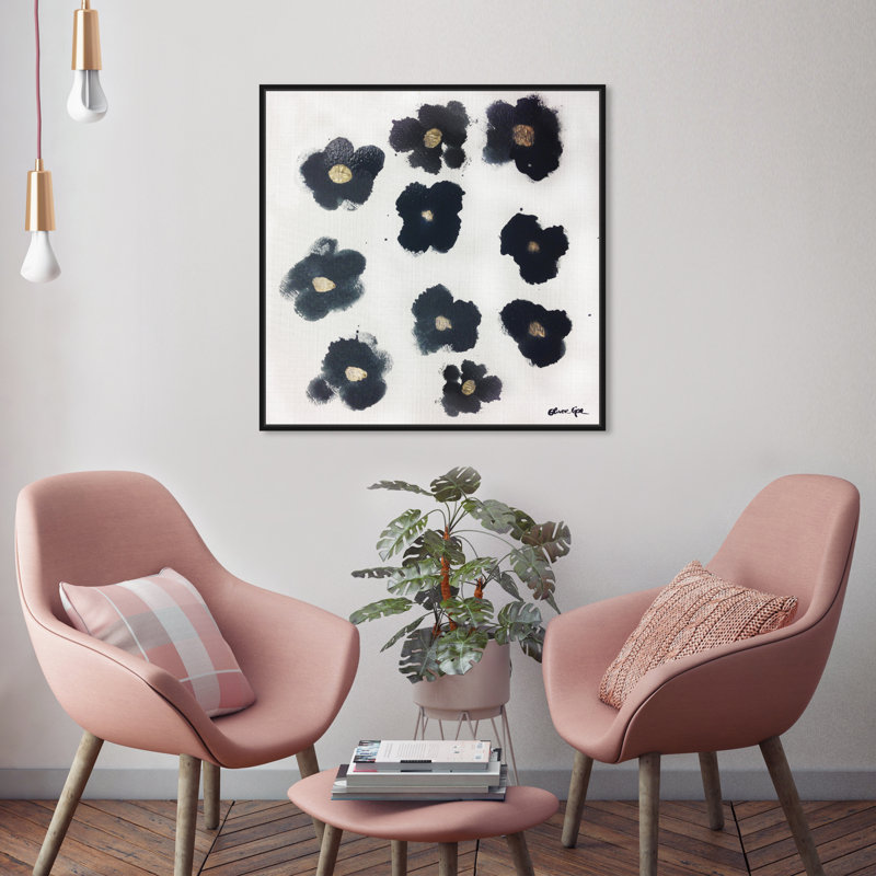 Coco's Gold Camellias - Graphic Art, 24" H x 24" W, Black Framed, No Mat