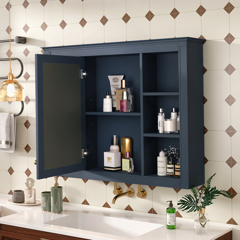 35X27.5Inch Medicine Cabinet Wall Mounted Bathroom Storage Cabinet, Blue