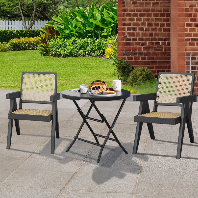 Round 2 - Person 80Cm L Outdoor Bistro Table, Black