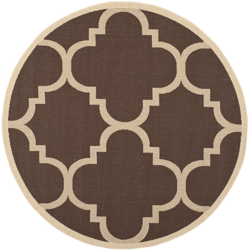 Courtyard Performance Geometric Indoor/Outdoor Area Rug, Round 5'3"