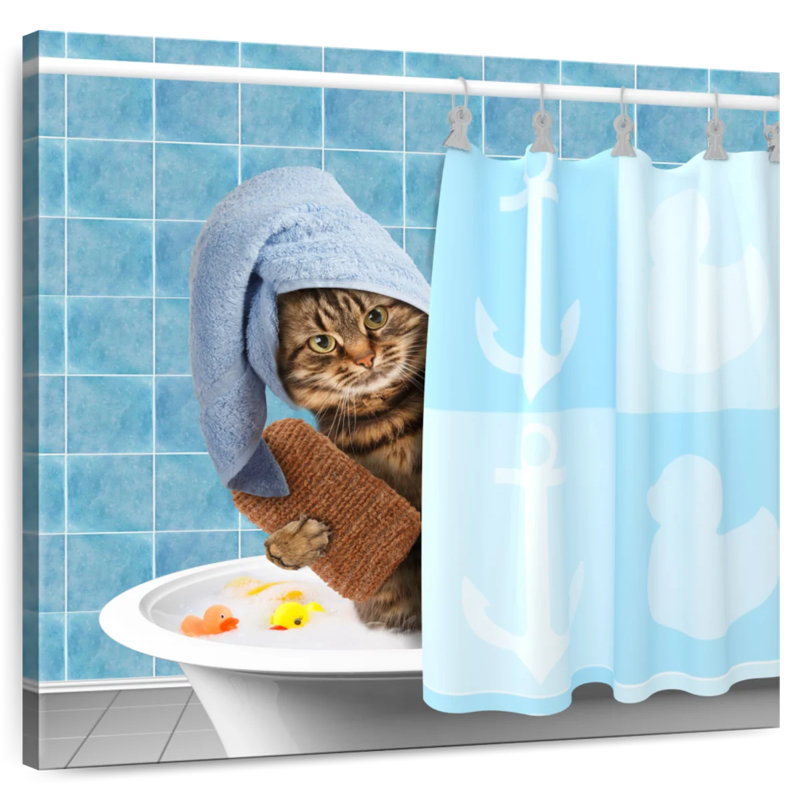 Ketti Funny Bathing Cat, 10" H x 10" W