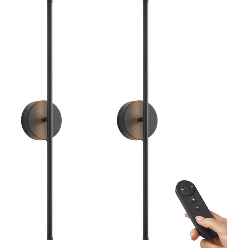 2 Pack Black Battery Wall Sconces