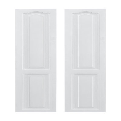 Porte coulissante double en panneaux de fibres à densité moyenne blanche de 3/4 po d'épaisseur 32 po x 84 po avec quincaillerie