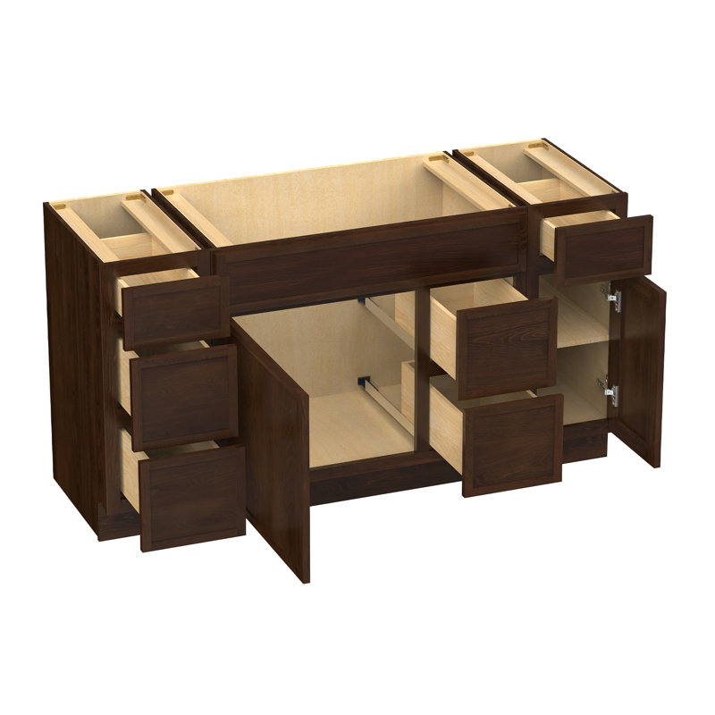 Base de meuble-lavabo simple 60 po seulement, Brun