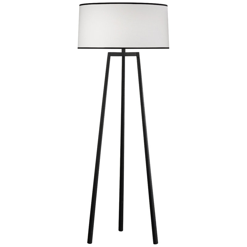 Shinto Elegant Wrought Iron Tripod Floor Lamp with White Fabric Shade