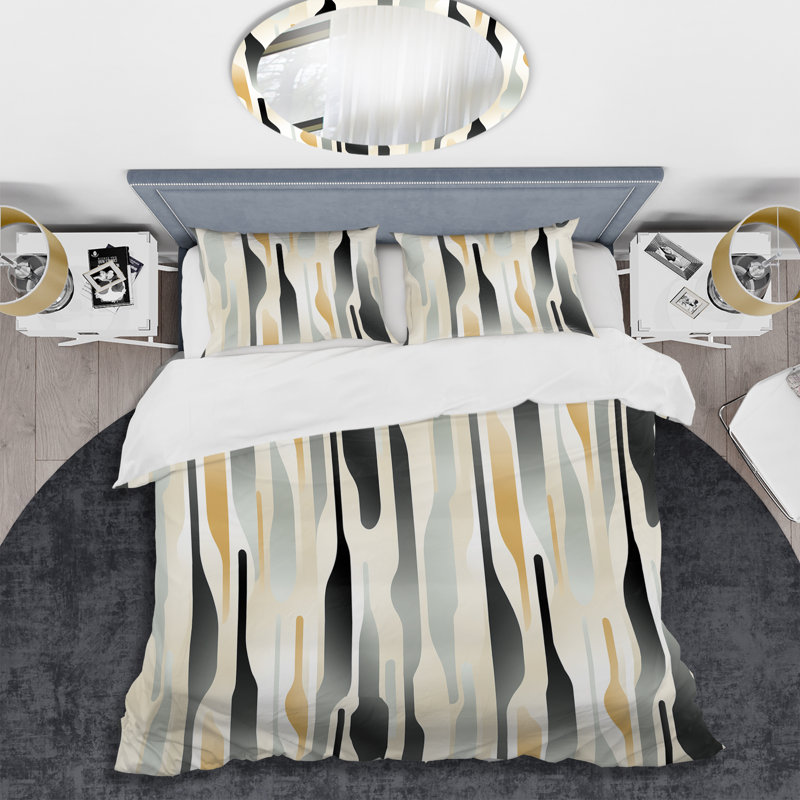 Ensemble de housse de couette à rayures Neutral Space II - Microfibre de polyester