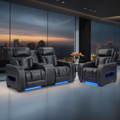 2-Piece Modern Top Leather Dual Motor Power Reclining Living Room Set
