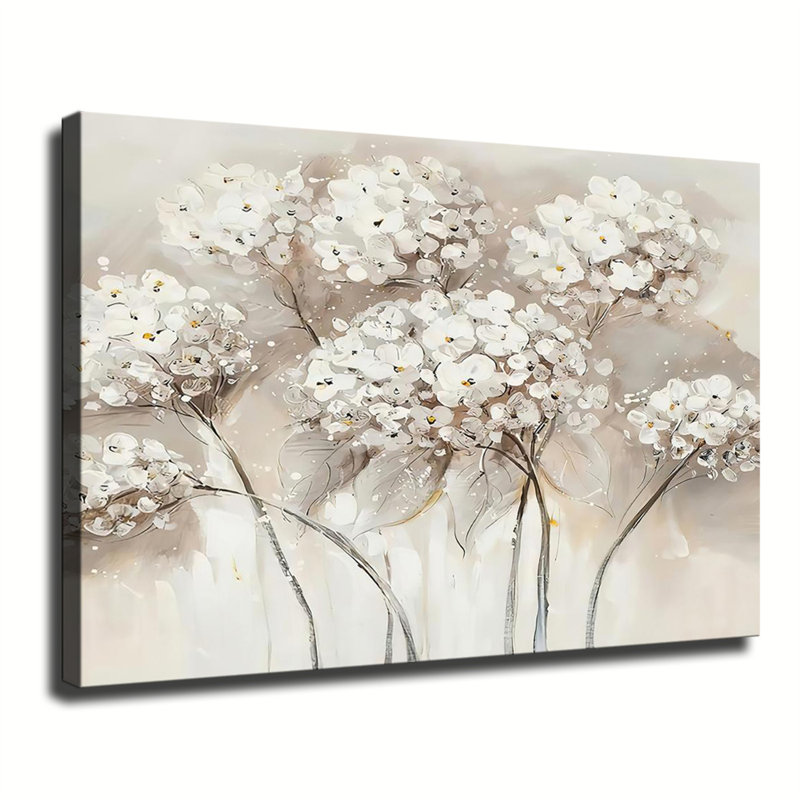 Affiche beauté fleur d'hortensia blanc, 12x18inch