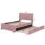 Lit plateforme double, structure de lit tapissier en bois avec lit gigogne simple et tête de lit capitonnée verticale-107261876