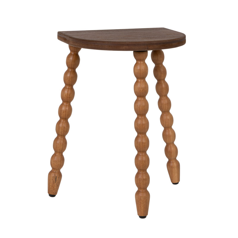 Table d'appoint demi-ronde en bois à pieds bobbin, Brun / brun clair