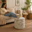 Hugh 40cm Wide Round Abstract Footstool Ottoman