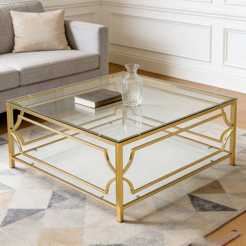 Table basse 33,5 "carrée en verre, Transparent