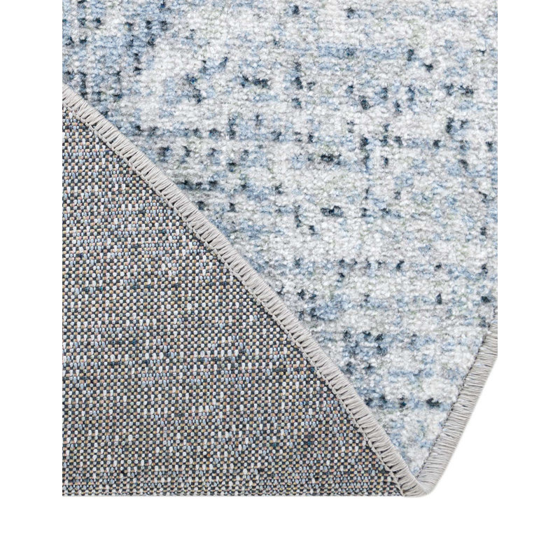 Tapis Langley Street® Modern Trellis Massie, Rond 3 pi 3 po, Bleu clair