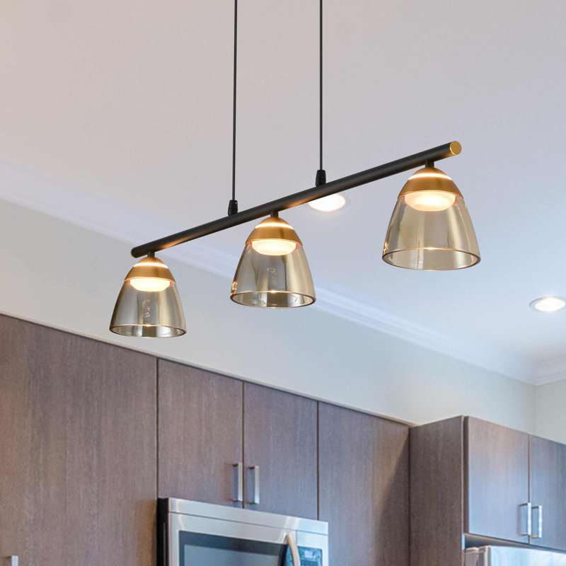 Roma Black 36" Height Adjustable LED Linear Chandelier