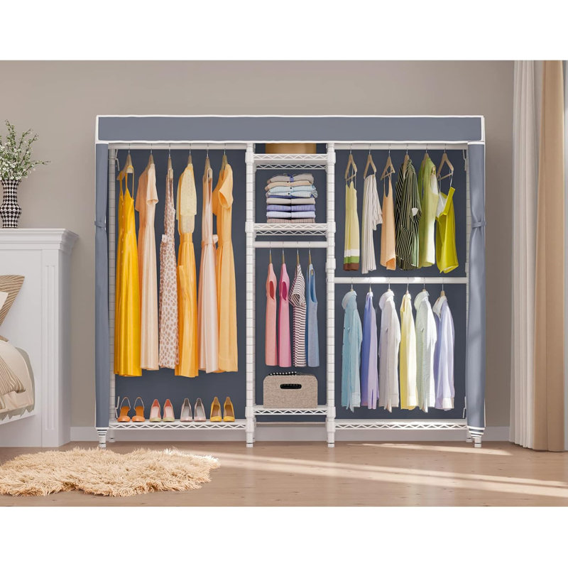 Portant à vêtements robuste avec support pour vêtements Vipe V6C, Support blanc avec couvercle gris