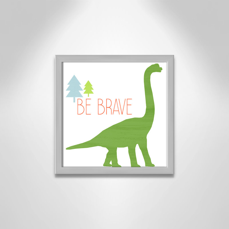 Dino Brave 1 ', art encadré, 12" H x 12" W x 1.18" D, Encadré de boîte argent