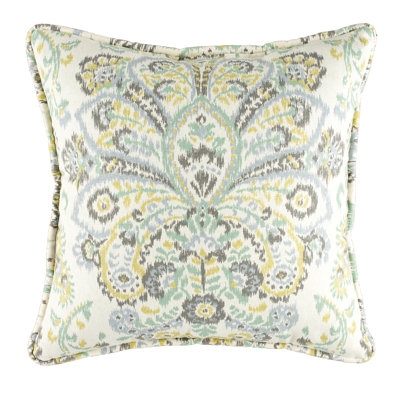 Provence Mist Traditional Cotton Damask Square Pillow