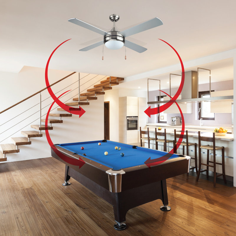 52-Inch Silver Brushed Nickel Ceiling Fan with Frosted Glass Light Kit