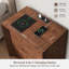 Table de chevet avec station de charge, table de chevet à panneau unique de 23,6 po au design épaissi, table de bout moderne en bois pour la chambre à coucher, le salon, la chambre double-130873384