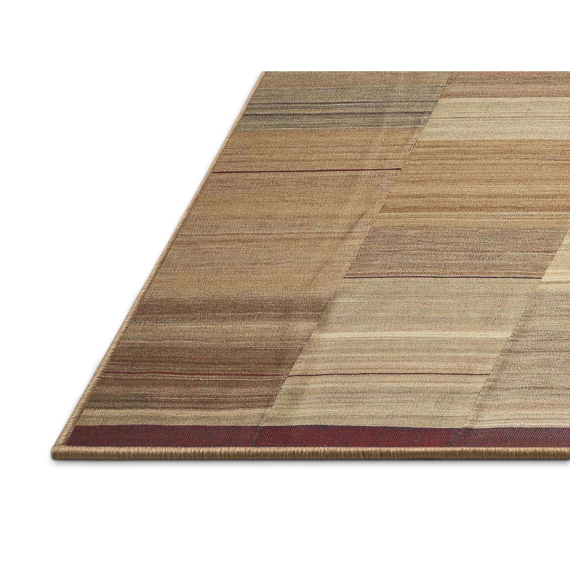 Tapis brun/gris/vert de zone contemporaine, Rectangle 7 pi x 10 pi