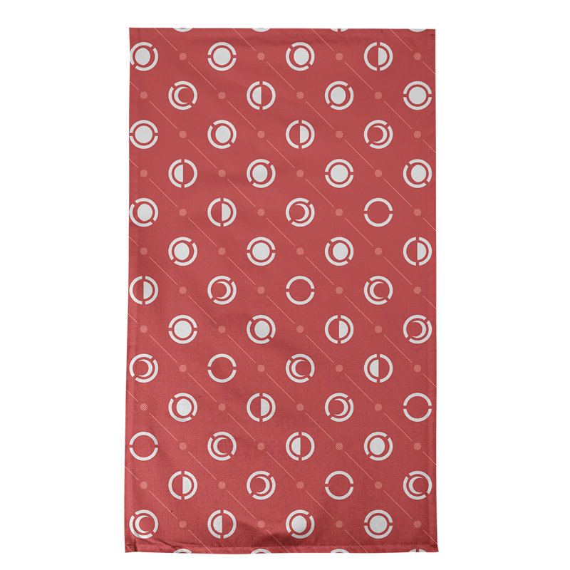 Torchon Moon phases, Rouge / rose / blanc, Croisé en coton