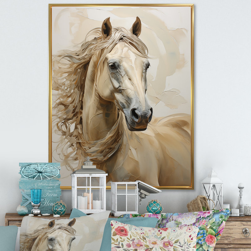 Portrait de cheval sophistiqué I, H 40 po x l 30 po x P 1,5 po, Cadre flottant doré