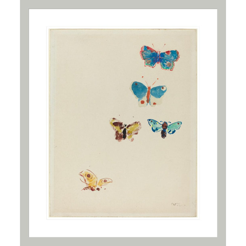 Cinq papillons par Odilon Redon, 28.06" H x 23.5" W