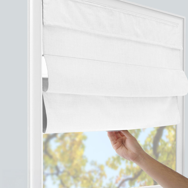 Light Filtering Roman Shades, Belgian Snow, 23"W x 64"L