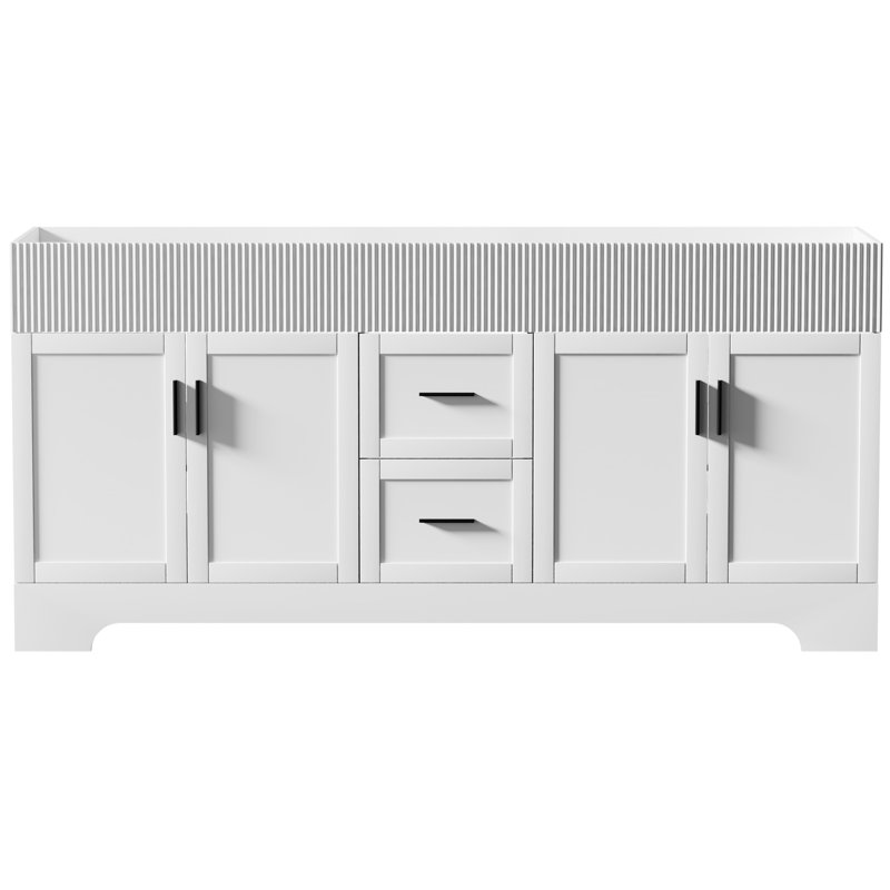 72" Freestanding Double Sink Bathroom Vanity Cabinet Base Only, Hand-Painted, Sink Not Included, Assembly Required, White