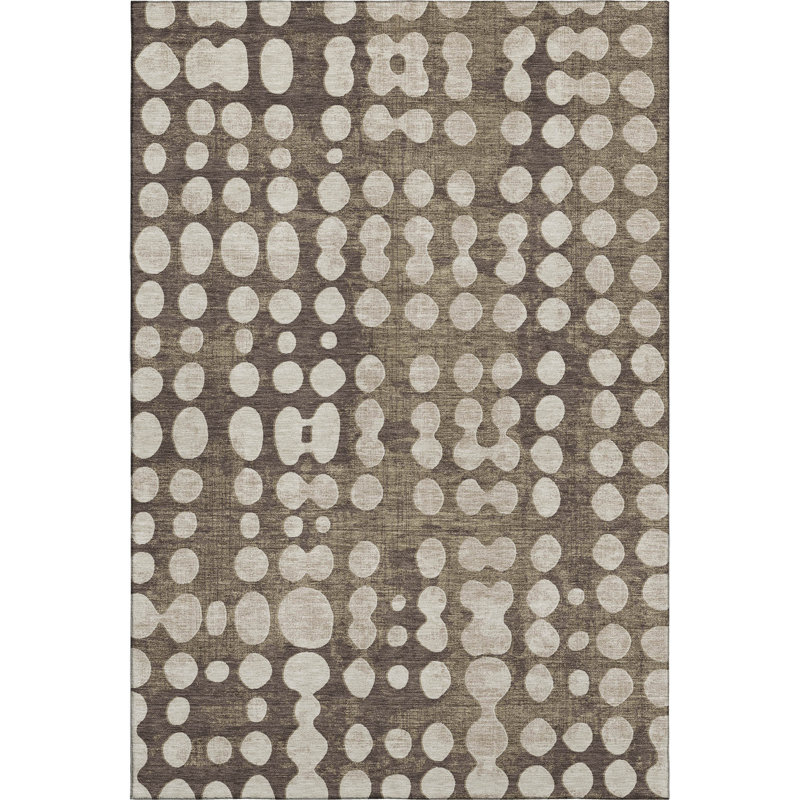 Tapis brun Prisco lavable à la machine de qualité supérieure, Rectangle 10 pi x 14 pi