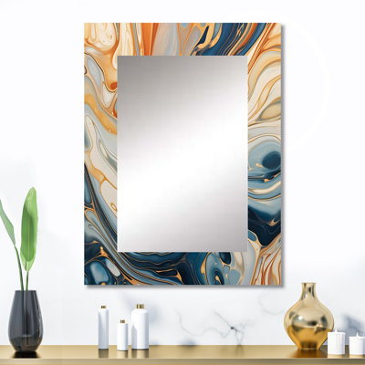 Symphonie turquoise sarcelle - miroir unique abstrait, grand miroir mural moderne, impression d'art en métal
