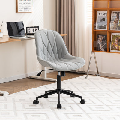Darlaine Armless Swivel Office Chair Faux Leather Upholstered Waterproof Desk Chair Ergonomic Adjustable Computer Chair by George Oliver