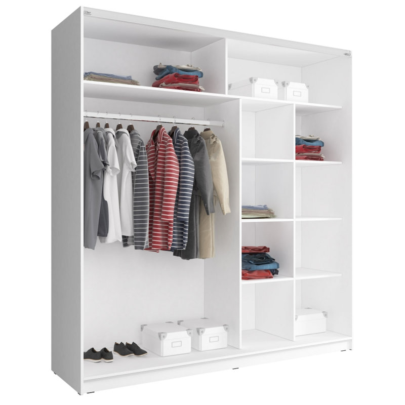 Anacletus 2 Door Manufactured Wood Wardrobe, H214 x W200 x D63cm, White