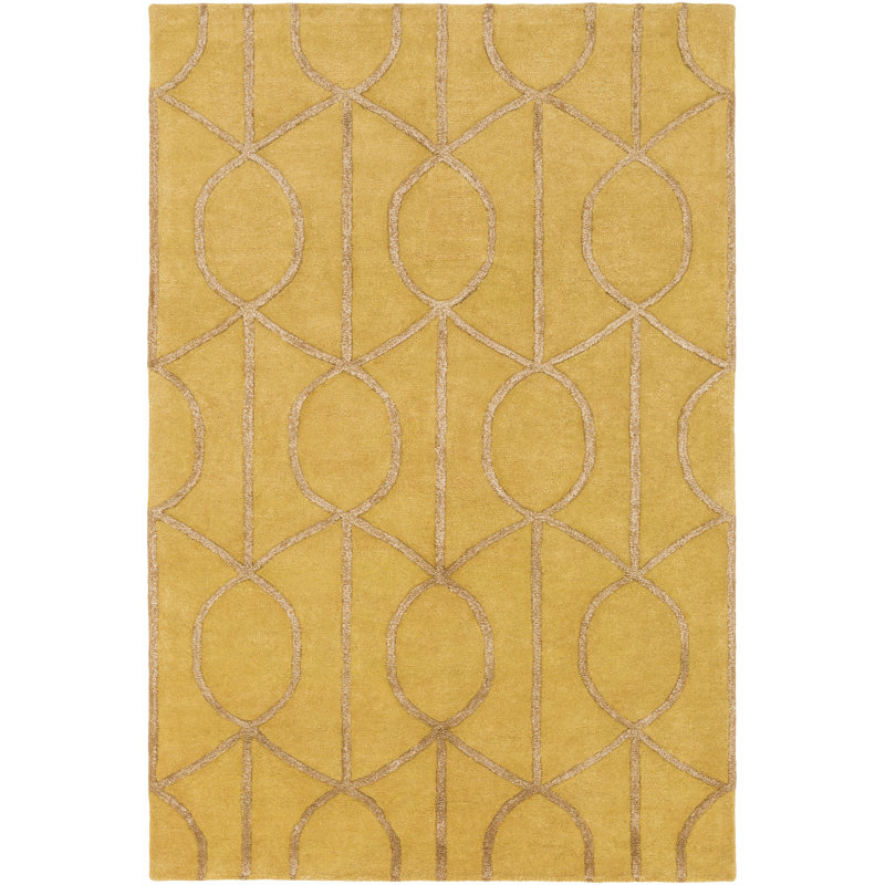 Tapis jaune touffeté à la main Annamaria, Rectangle 2 pi x 3 pi