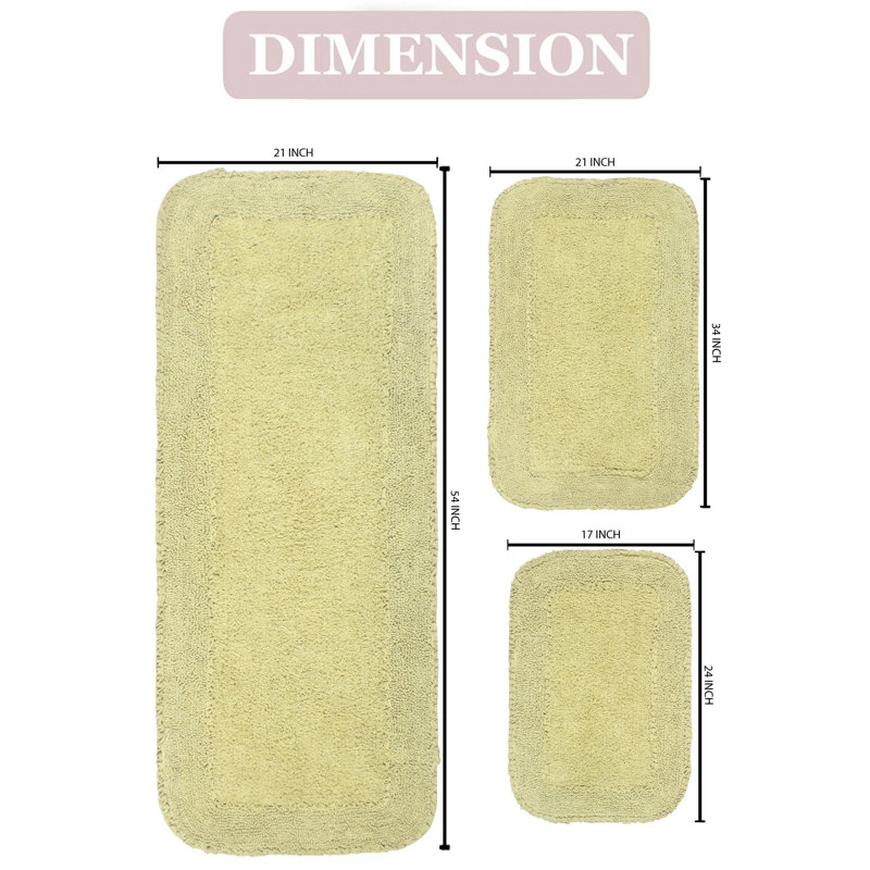 Ensemble de tapis pour salle de bain 3 pièces Aceyon, Vert
