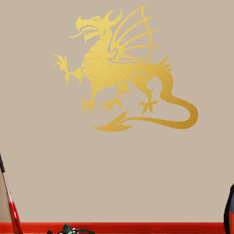 Décalcomanie murale dragon mascotte, Or