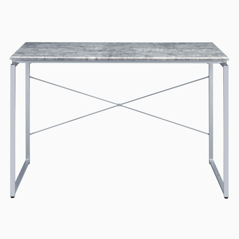 Bureau d'écriture gris et argent avec base en métal
