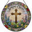 Panneau de vitrail 12 "H Spring Cross-1705309054