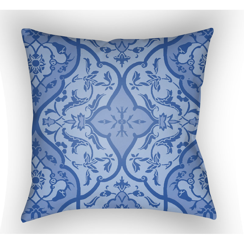 Yindi Floral Outdoor Throw Pillow, 18" H x 18" W x 4" D, Indigo