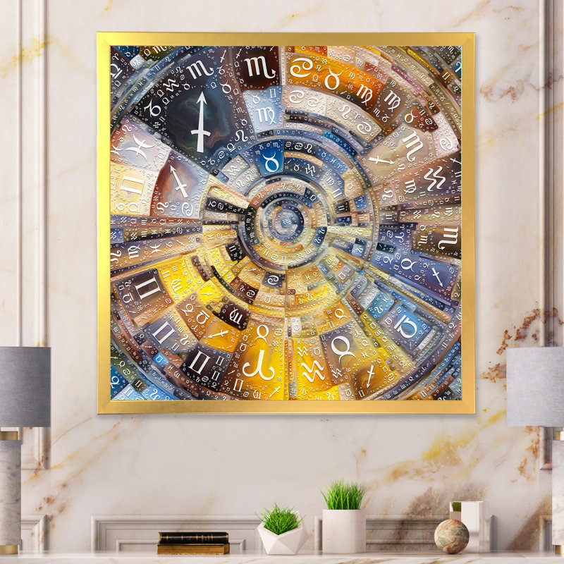 " Astrology Vortex ", Gold Picture Frame, 30" H x 30" W x 1" D