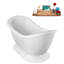 Baignoire de trempage autoportante en acrylique 70 po, plateau en bambou, drain-103682572