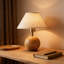 Lampe de table en bois avec abat-jour en lin, lampe de chevet à base de bois naturel pour table de chevet ou bureau de salon, éclairage ambiant rustique moderne, ampoule non incluse
