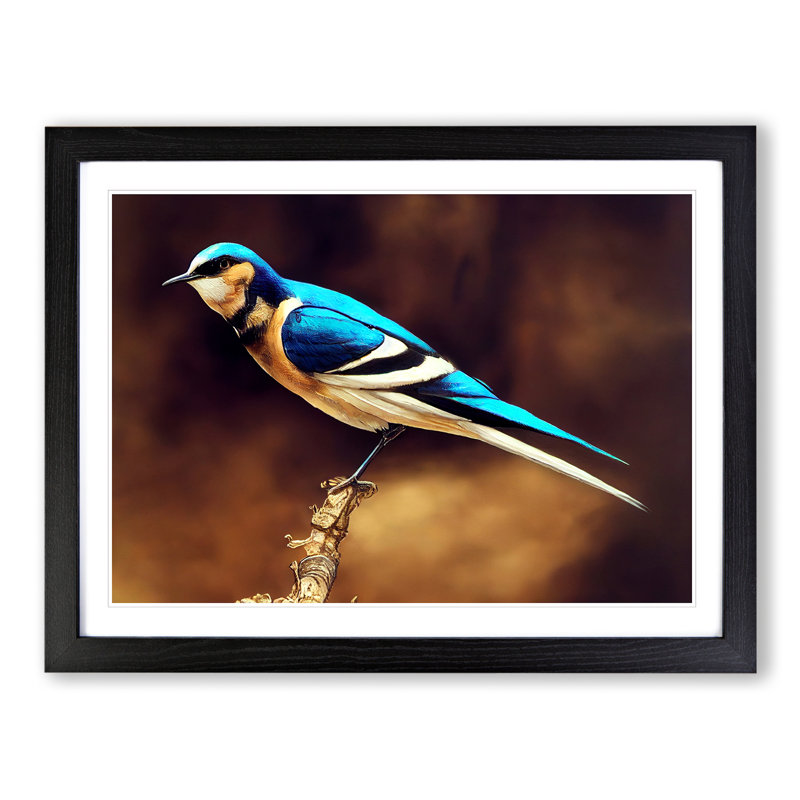 Stupendous Swallow Bird 1 Piece Single Picture Frame Wall Art, 25cm H x 34cm W x 2cm D, Black Framed
