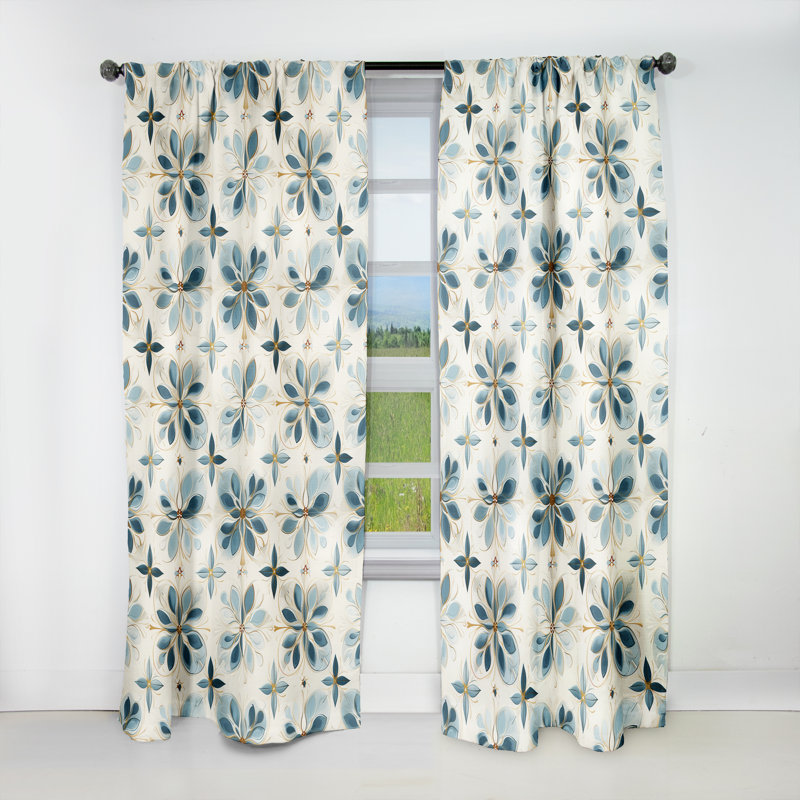Panneaux de rideaux damassés en mosaïque maltaise, L 52 po x L 120 po