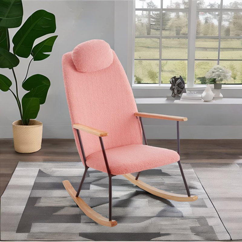 Chaise berçante réglable avec appui-tête, Rose